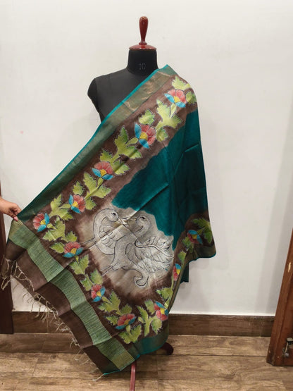 Pure Tussar Kantha Stitch Dupatta SN26KD92