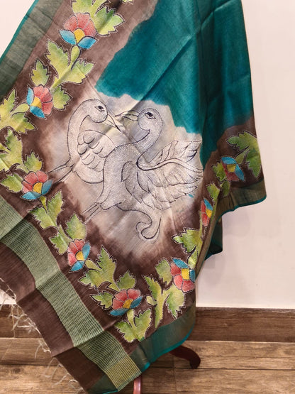 Pure Tussar Kantha Stitch Dupatta SN26KD92
