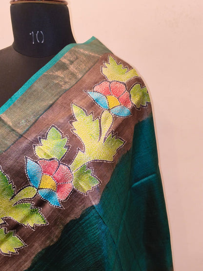 Pure Tussar Kantha Stitch Dupatta SN26KD92
