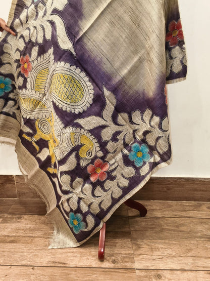 Pure Tussar Kantha Stitch Dupatta SN26KD93