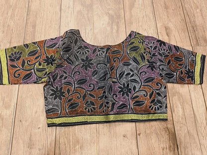 Black Pure Bangalore Silk Kantha Stitch Blouse SN26WP095