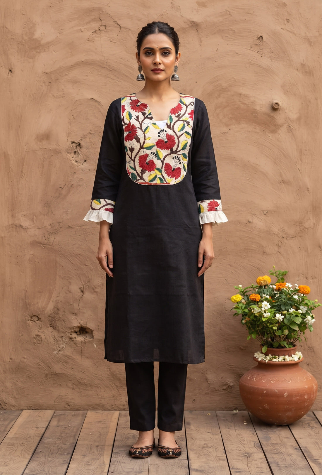 Pure Cotton Kantha stitch patch Kurti SN2023WPCK96