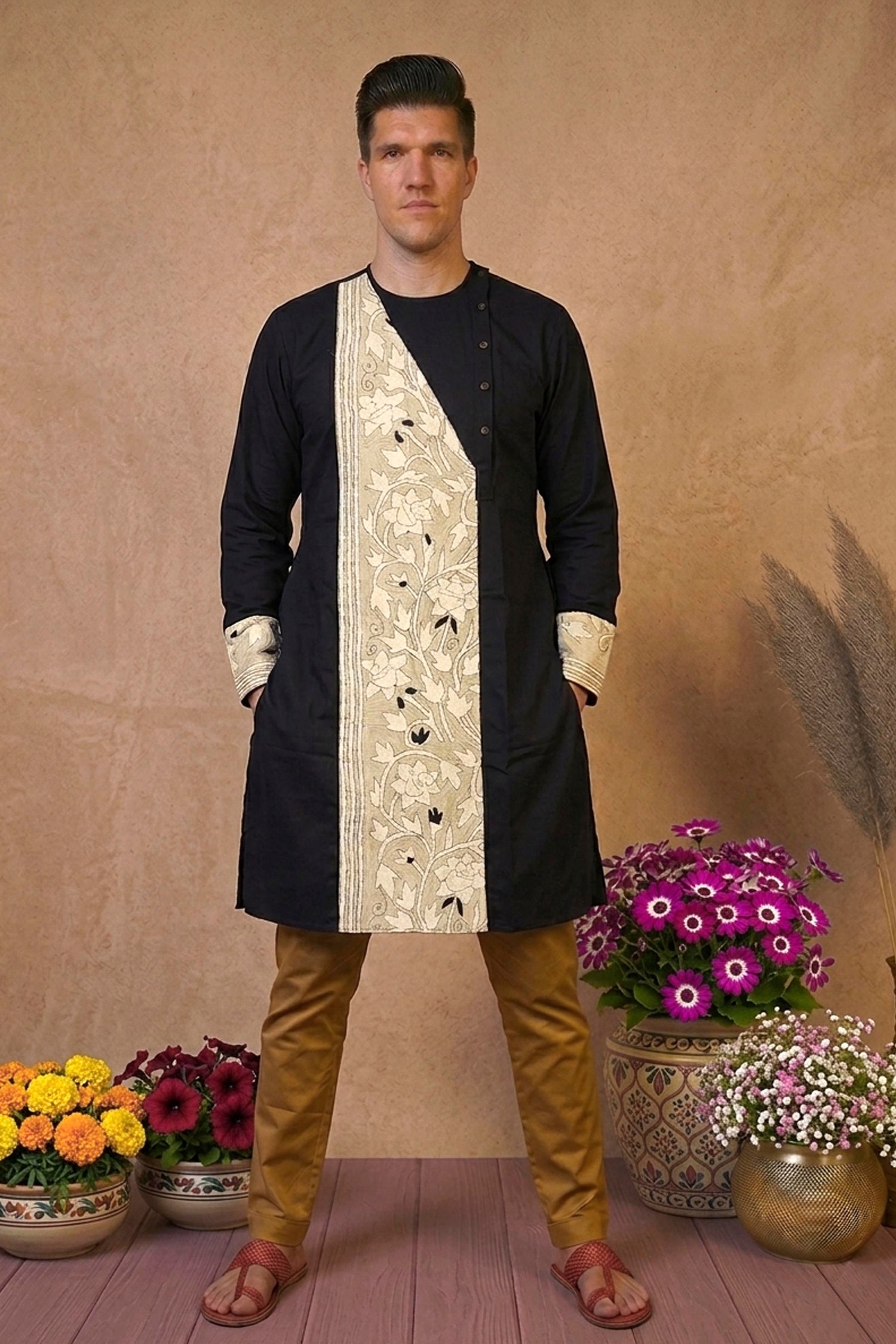Cotton Kantha Stitch Patch Panjabi SN2023WPCK96