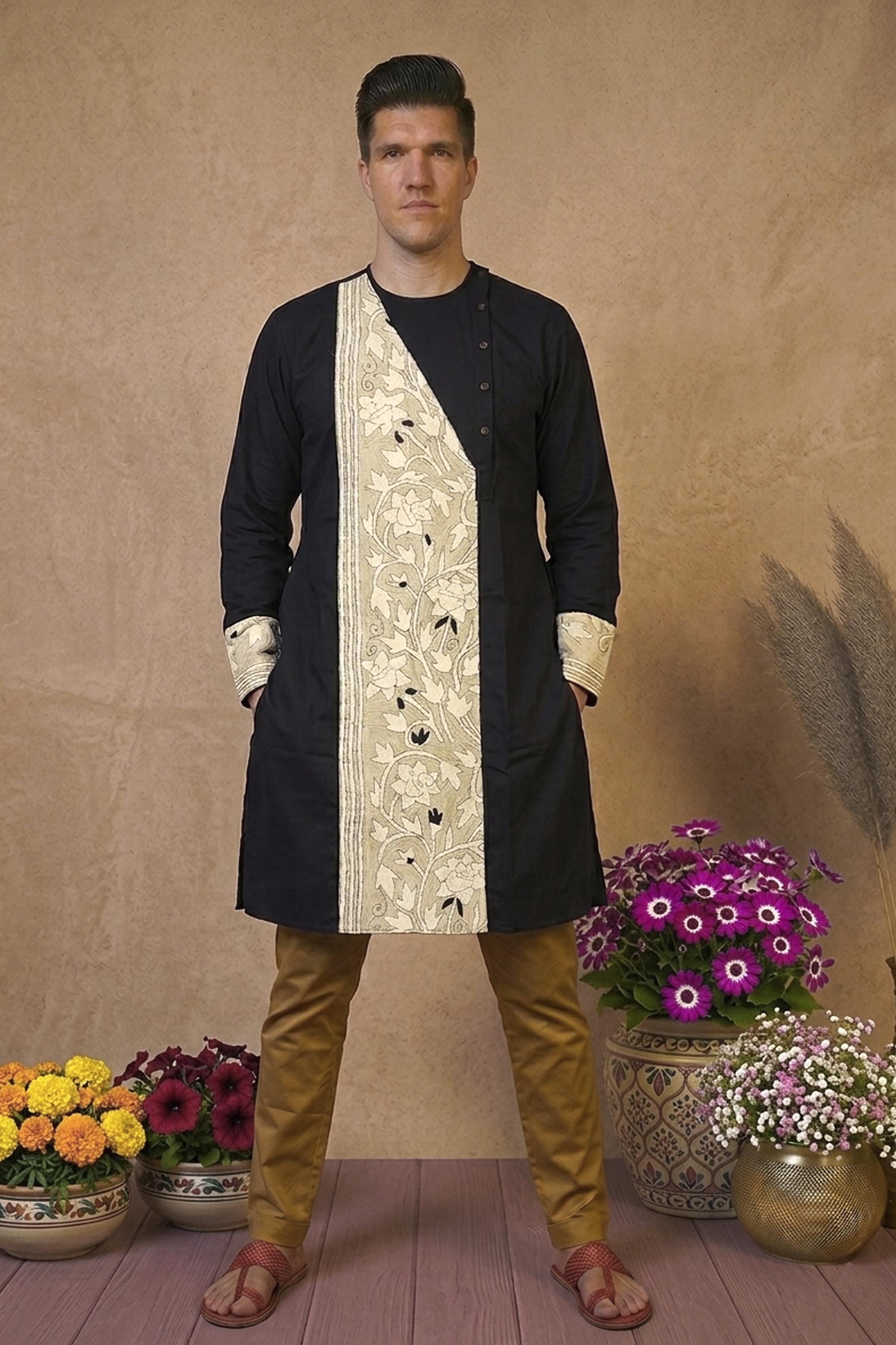 Cotton Kantha Stitch Patch Panjabi SN2023WPCK96