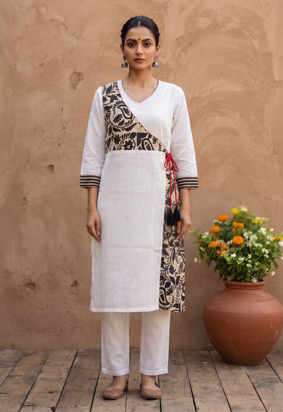 Pure Cotton Kantha stitch patch Kurti SN2023WPCK97