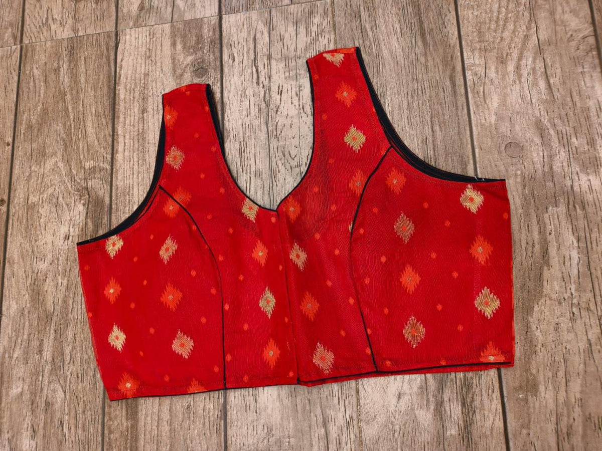 Red Sleeveless Rasham Jamdani Blouse SN26WP105