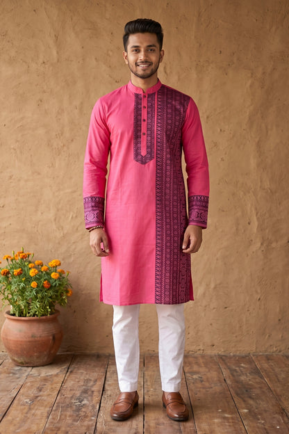 Designed Pure Cotton Panjabi SN2024WP107