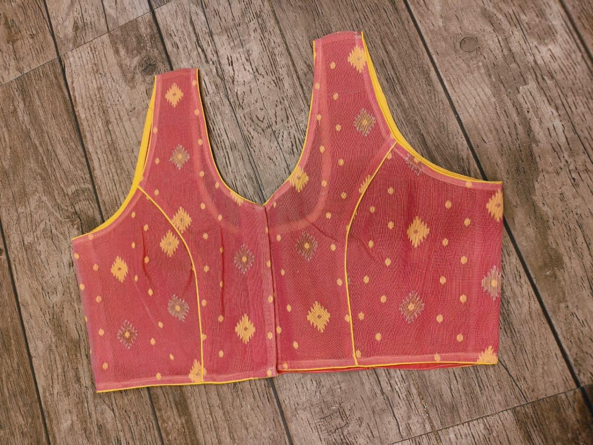 Dusty Red Sleeveless Rasham Jamdani Blouse SN26WP108