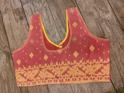 Dusty Red Sleeveless Rasham Jamdani Blouse SN26WP108