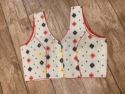 White Sleeveless Rasham Jamdani Blouse SN26WP111