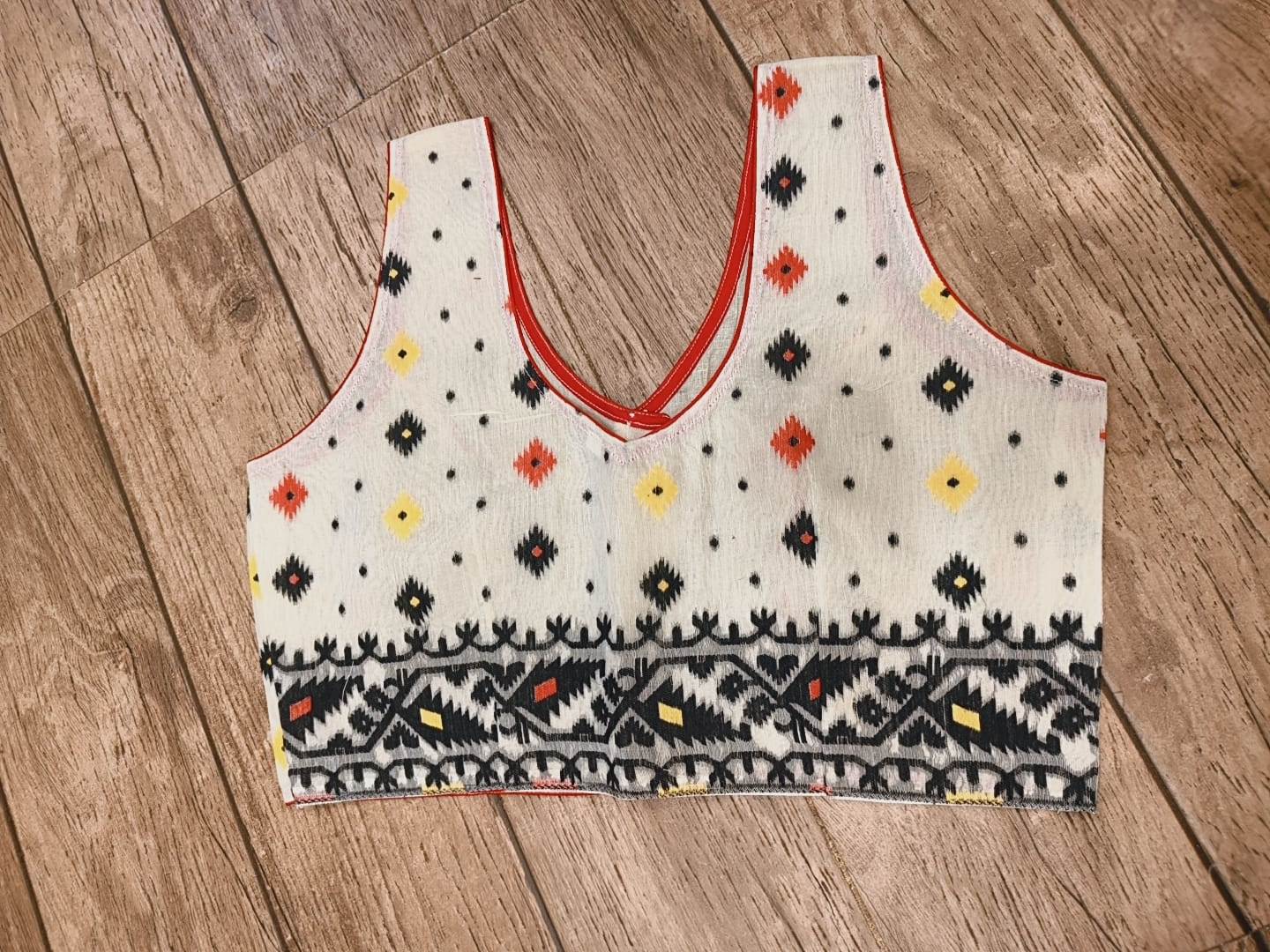 White Sleeveless Rasham Jamdani Blouse SN26WP111