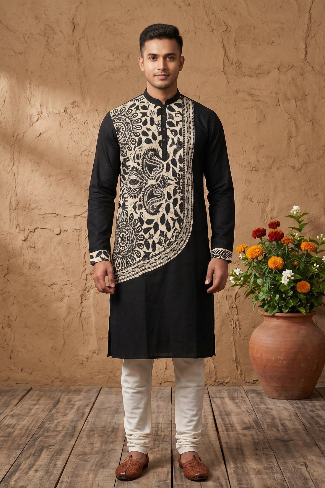 Cotton Kantha Stitch (Hand Embroidery) Panjabi SN2024WP114