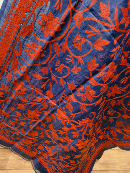 Pure Tussar Kantha Stitch Dupatta SN26KD10