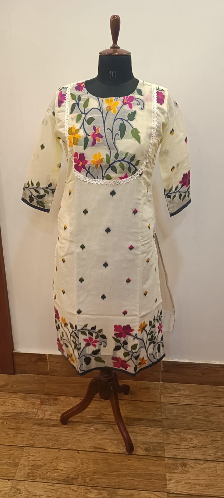 Resham Maslin Jamdani Kurti SN2025WPRJ139
