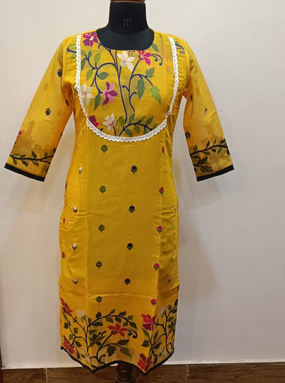 Resham Maslin Jamdani Kurti SN2025WPRJ140