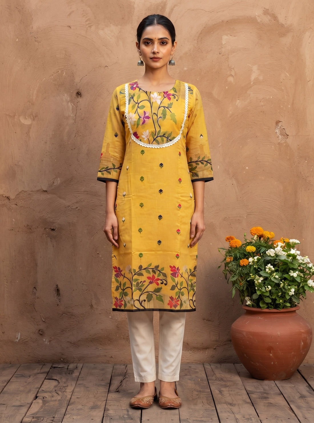 Resham Maslin Jamdani Kurti SN2025WPRJ140