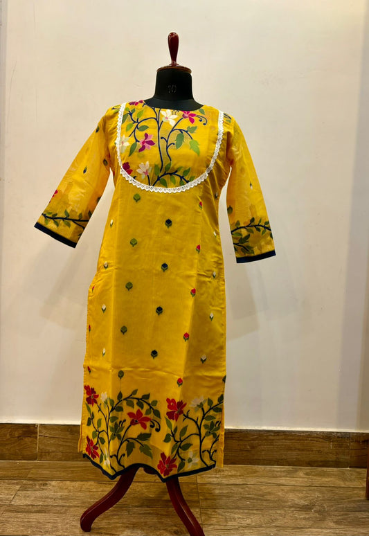 Resham Maslin Jamdani Kurti SN2025WPRJ140