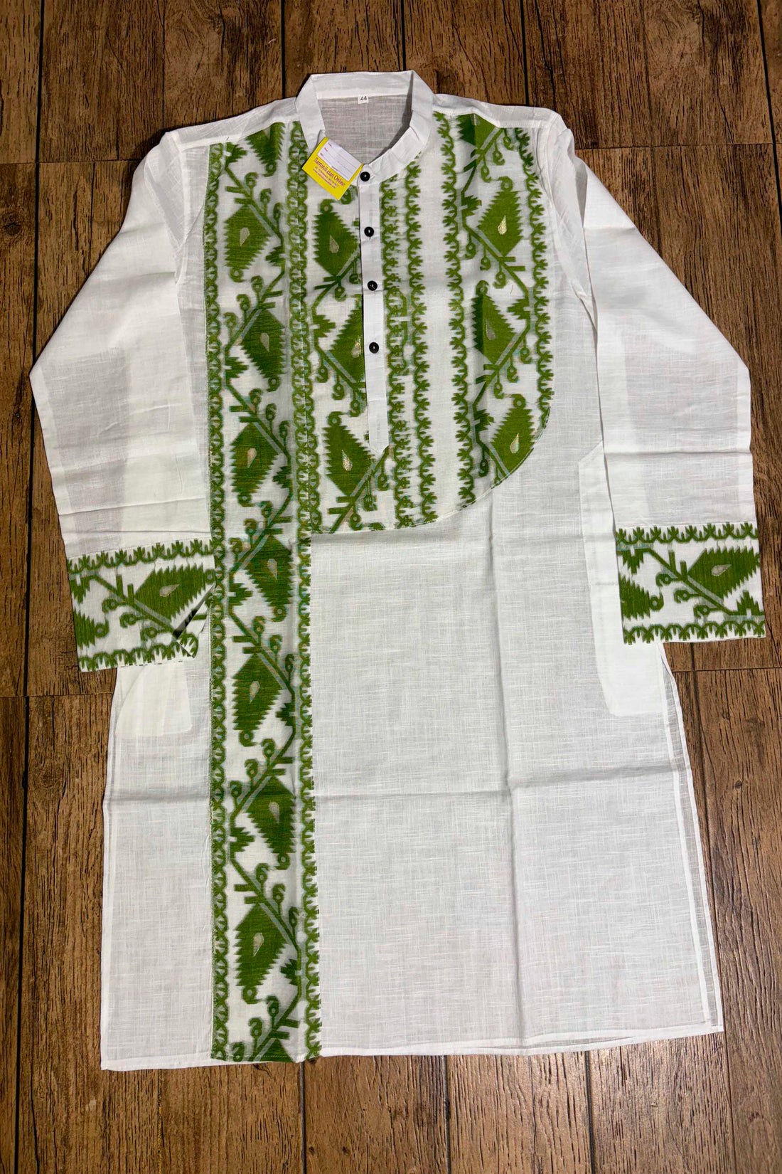 White Color Cotton with Jamdani Patch Work Panjabi