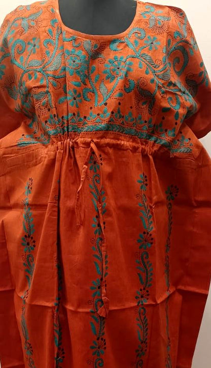 Kantha Hand Embroidery Cotton Kaftan SN26157