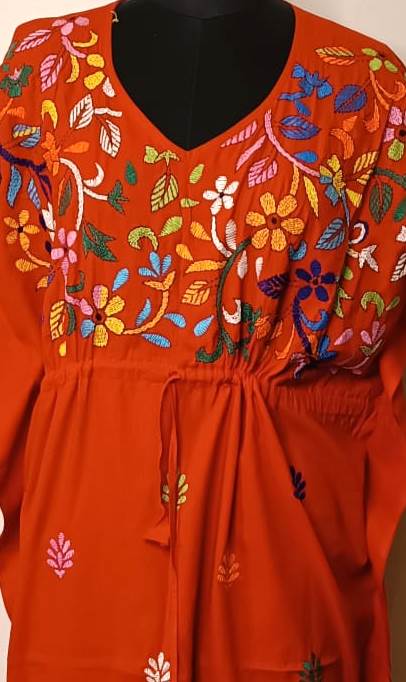 Kantha Hand Embroidery Cotton Kaftan SN26160