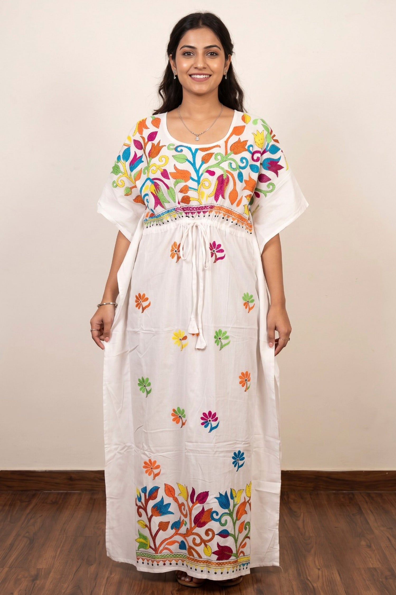 Kantha Hand Embroidery Cotton Kaftan SN26162