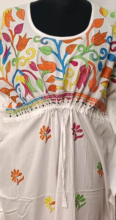 Kantha Hand Embroidery Cotton Kaftan SN26162