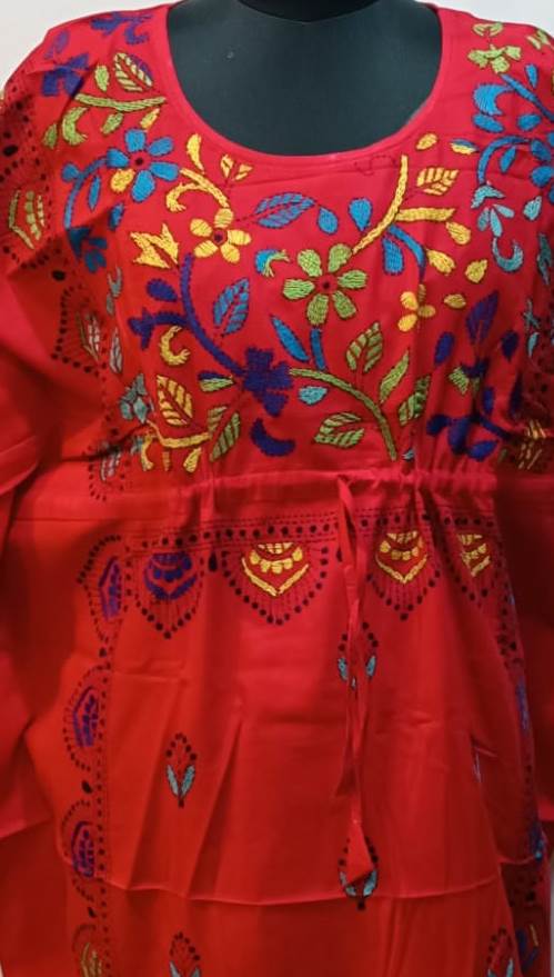 Kantha Hand Embroidery Cotton Kaftan SN26163