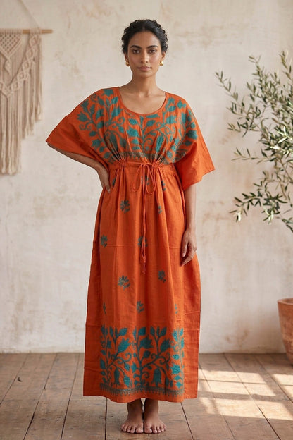 Kantha Hand Embroidery Cotton Kaftan SN26165