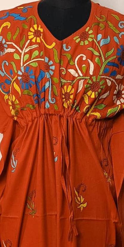 Kantha Hand Embroidery Cotton Kaftan SN26166