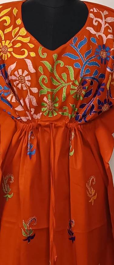 Kantha Hand Embroidery Cotton Kaftan SN26169