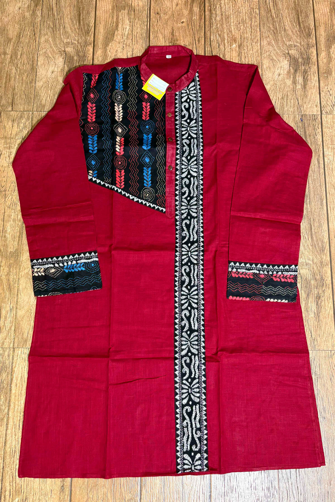 Maroon Color Cotton with Multicolor Thread Kantha Patch Work Panjabi