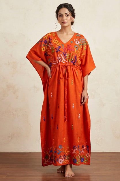 Kantha Hand Embroidery Cotton Kaftan SN26170