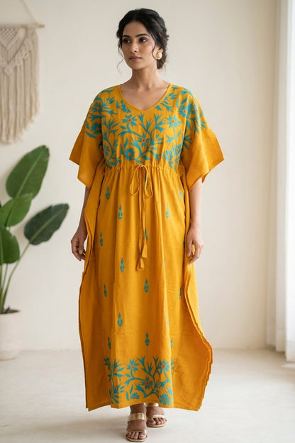 Kantha Hand Embroidery Cotton Kaftan SN26171