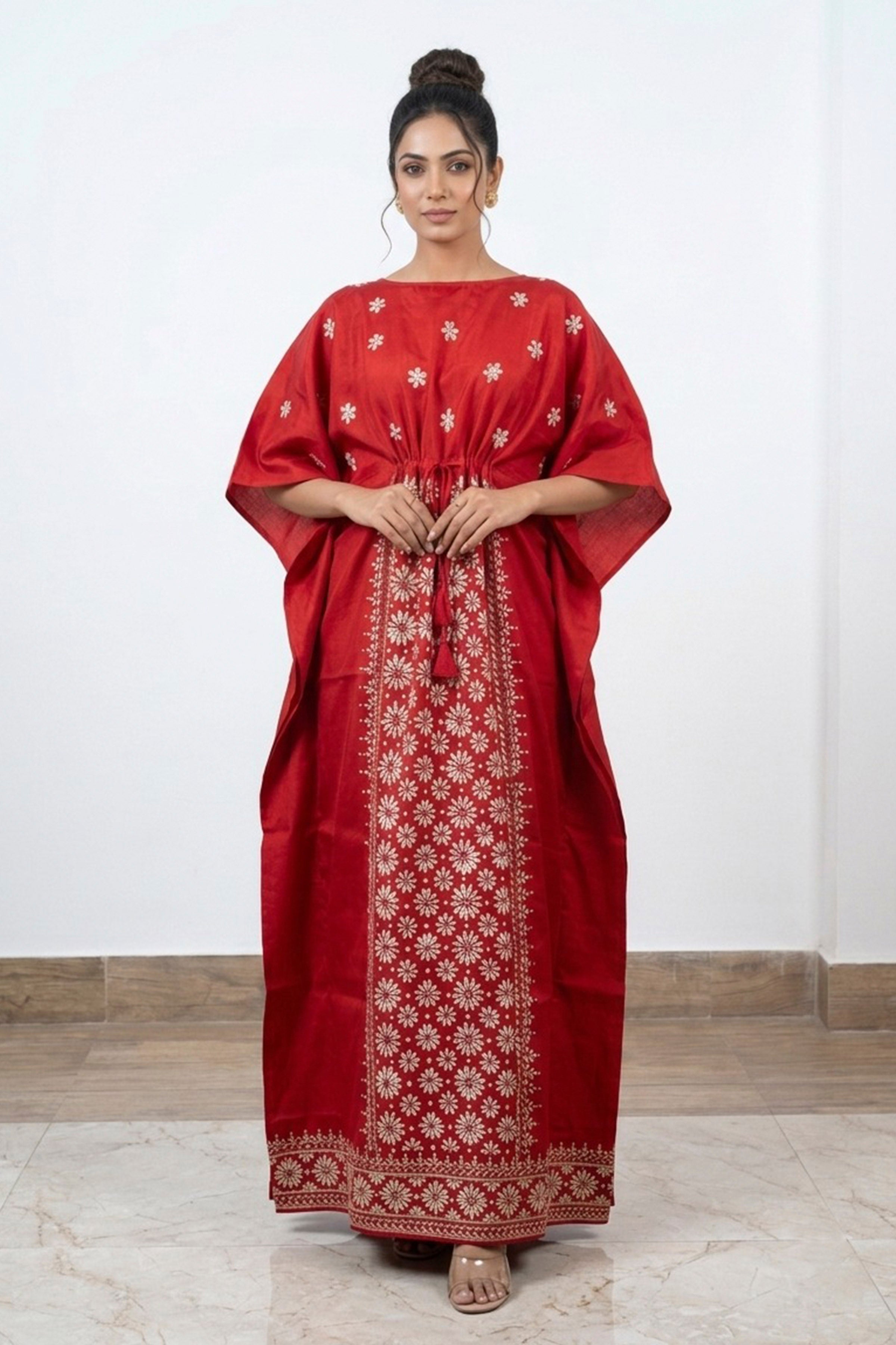 Kantha Hand Embroidery Cotton Kaftan SN26173