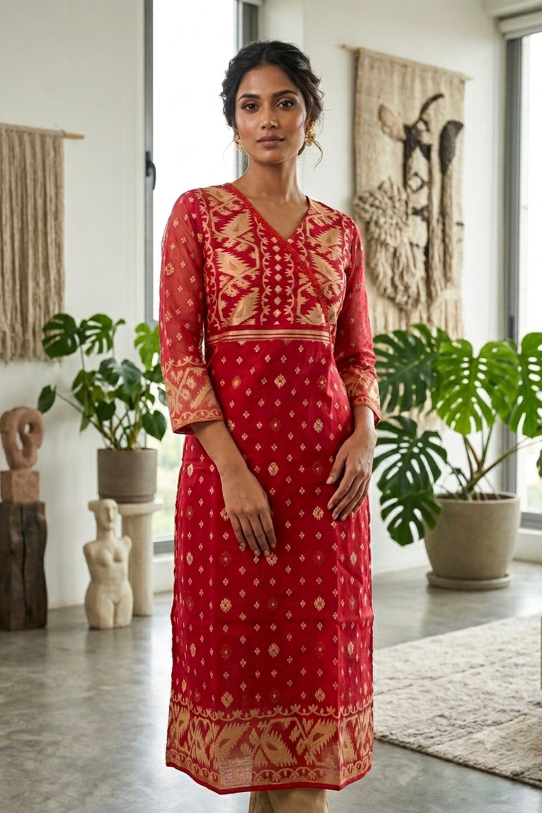 Resham Jamdani Kurti SN2023WPRJ102