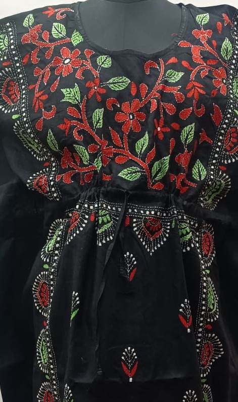 Kantha Hand Embroidery Cotton Kaftan SN26175