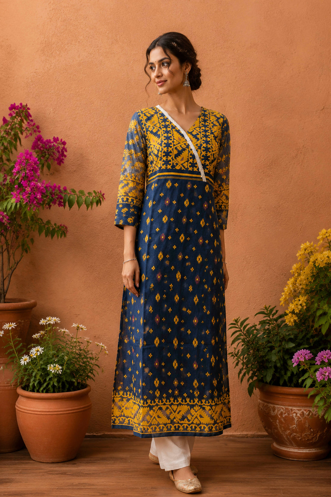 Resham Jamdani Kurti SN26WPRJ178