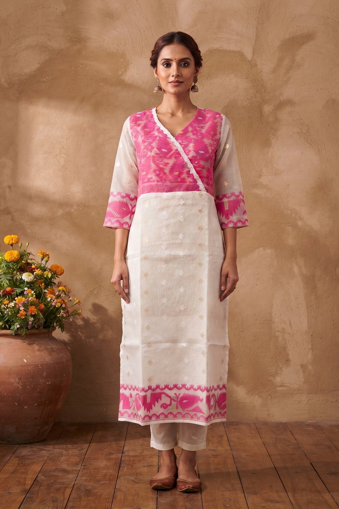 Resham Jamdani Kurti SN26WPRJ183