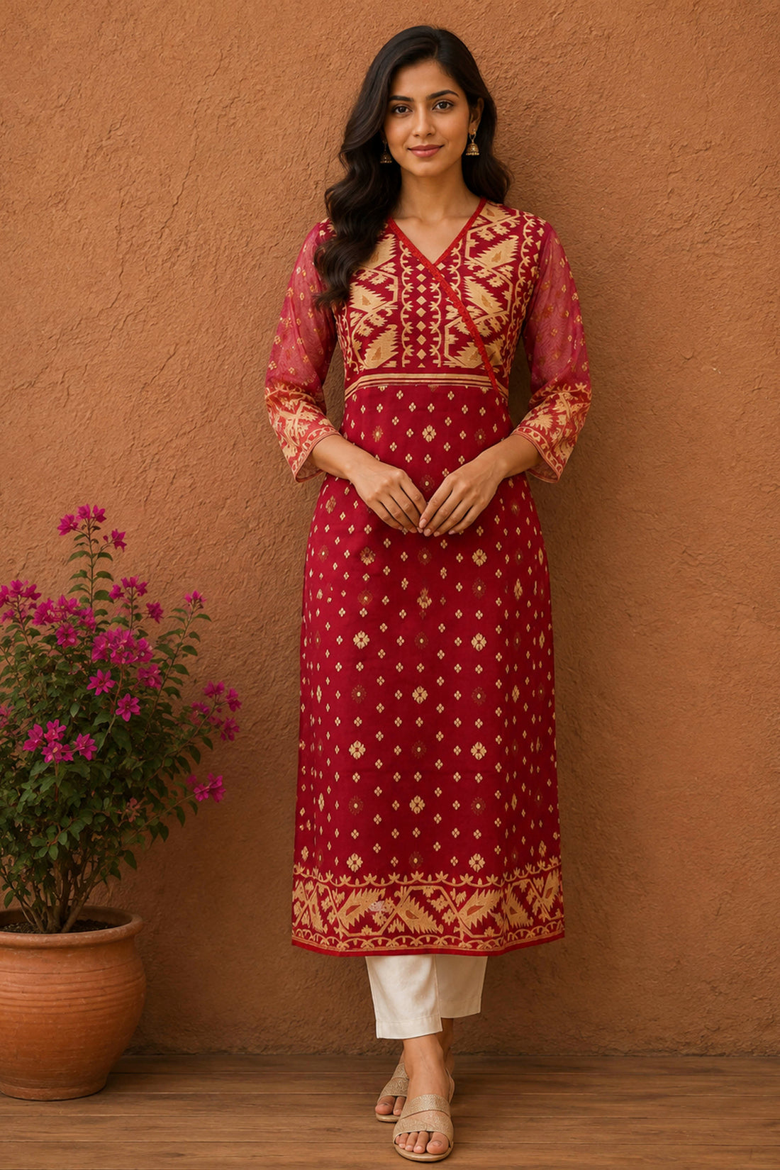 Resham Jamdani Kurti SN26WPRJ192