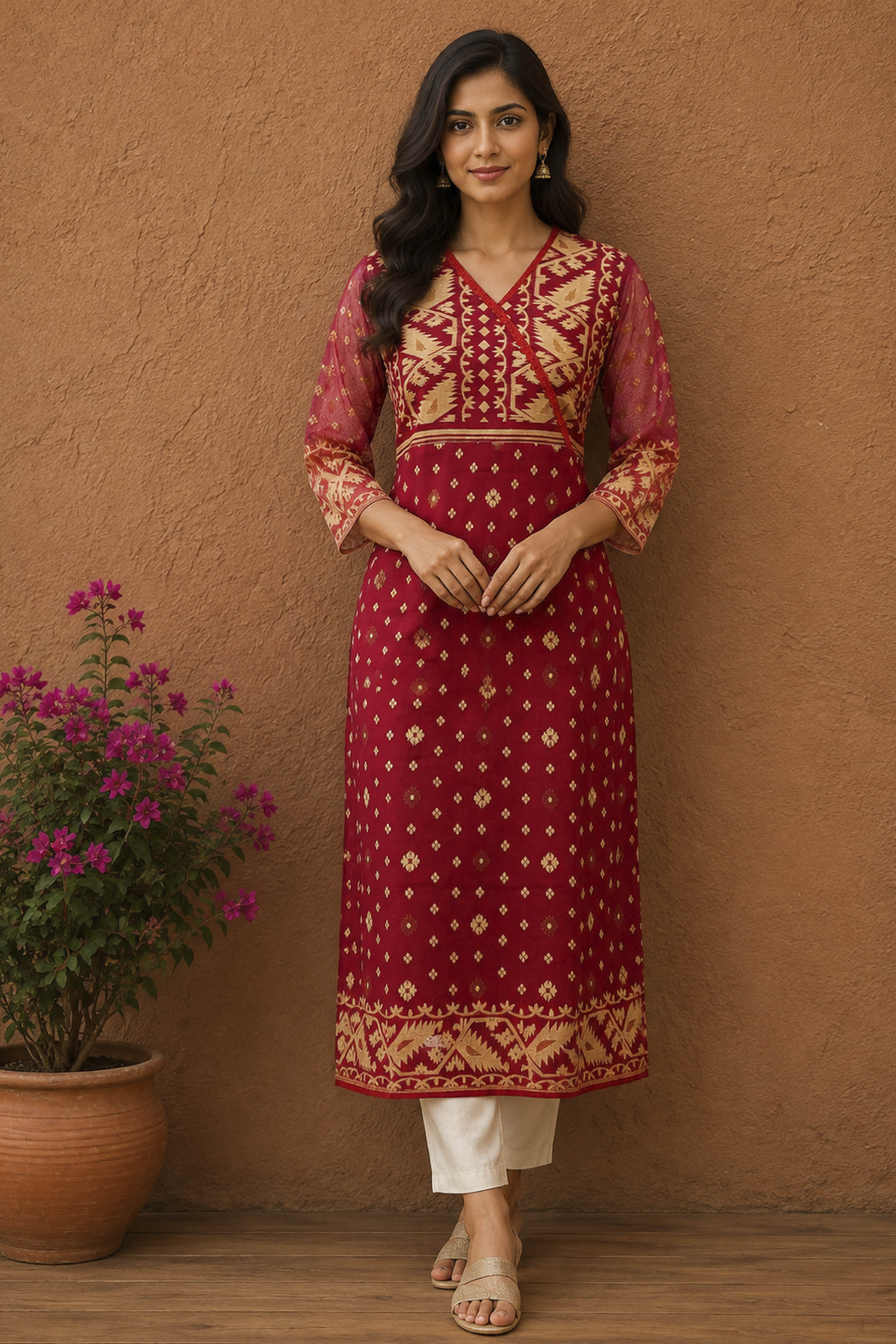 Resham Jamdani Kurti SN26WPRJ192