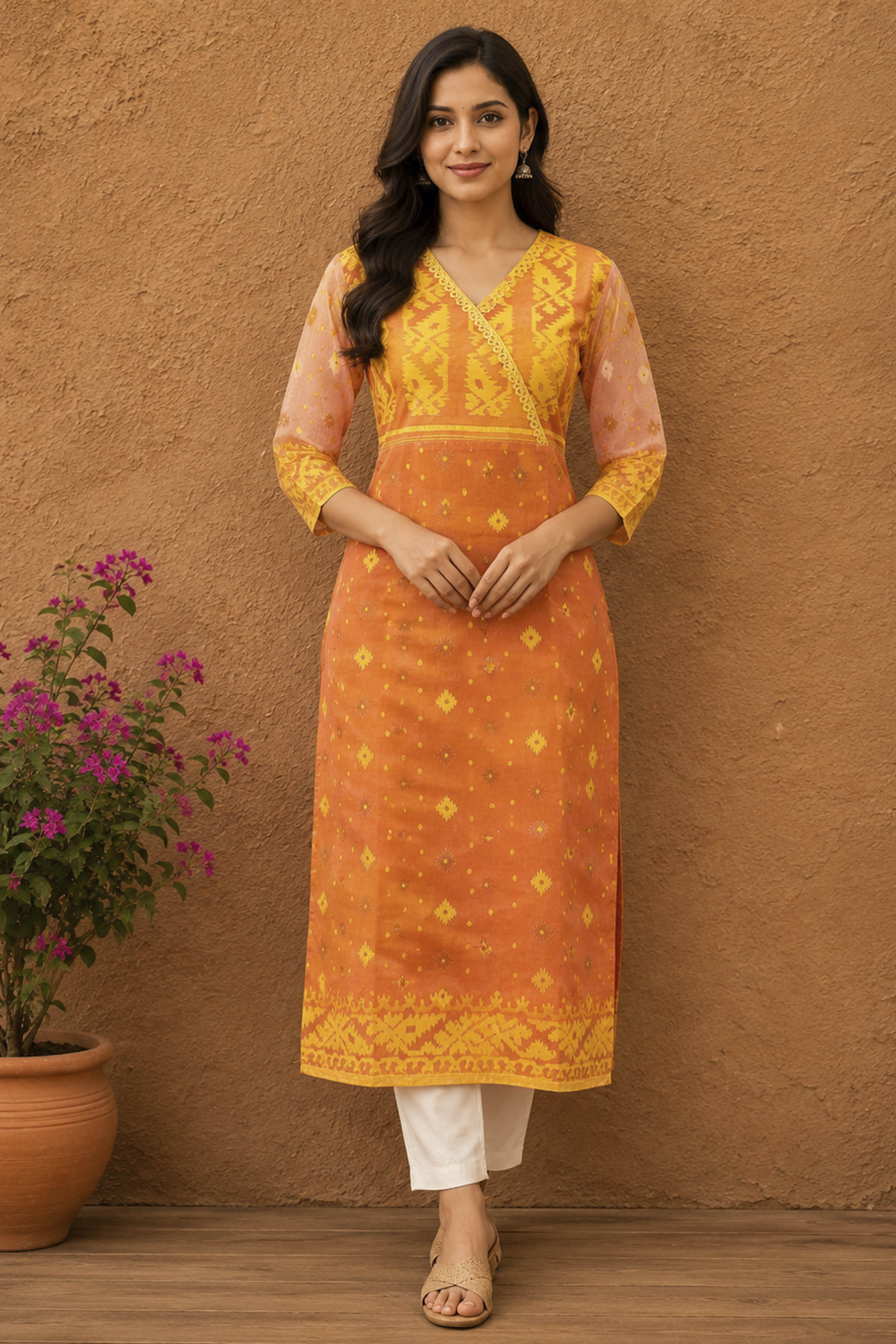 Resham Jamdani Kurti SN26WPRJ193