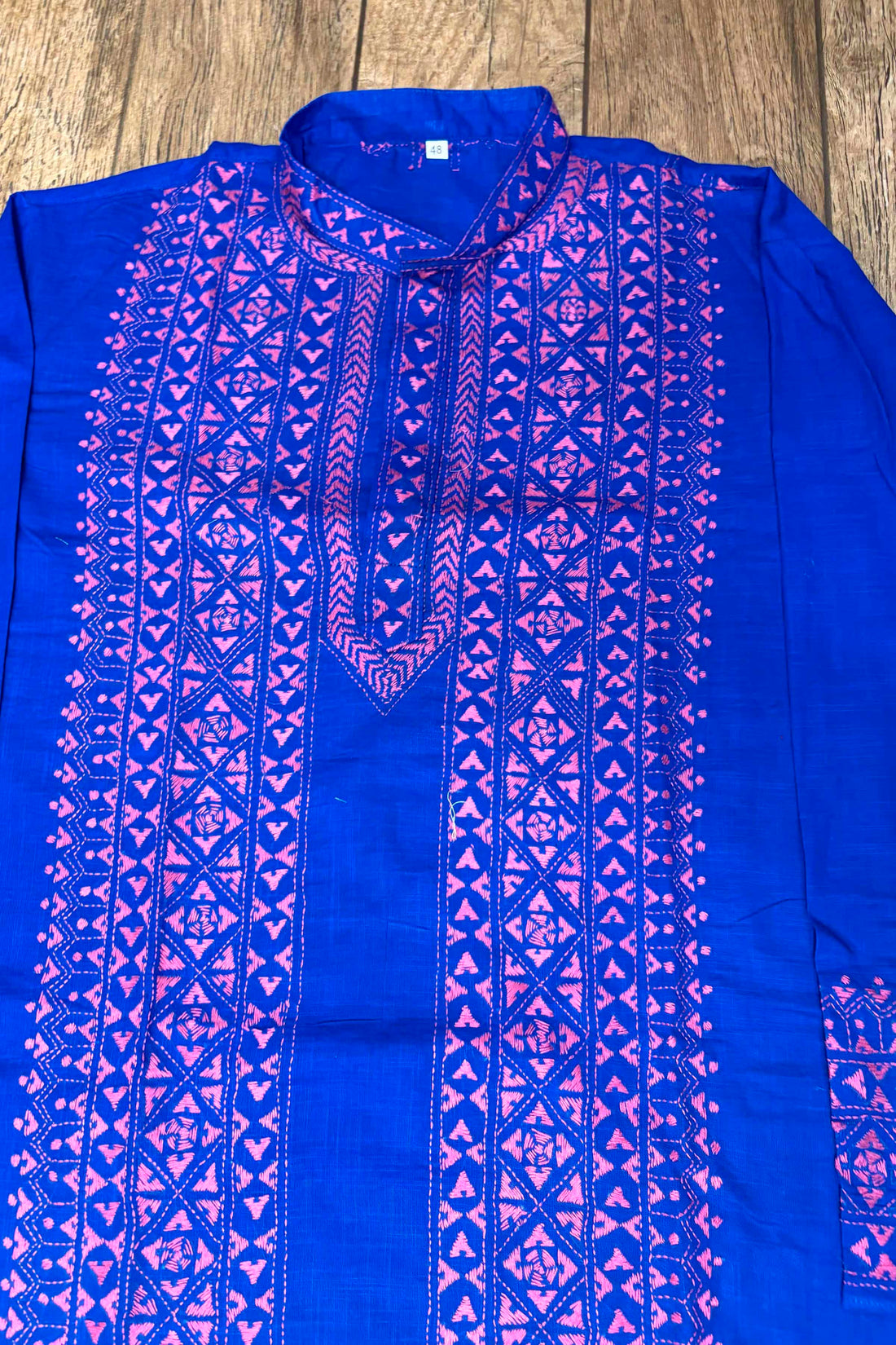 Blue Pure Cotton with Kantha Work (Hand Embroidery) Panjabi