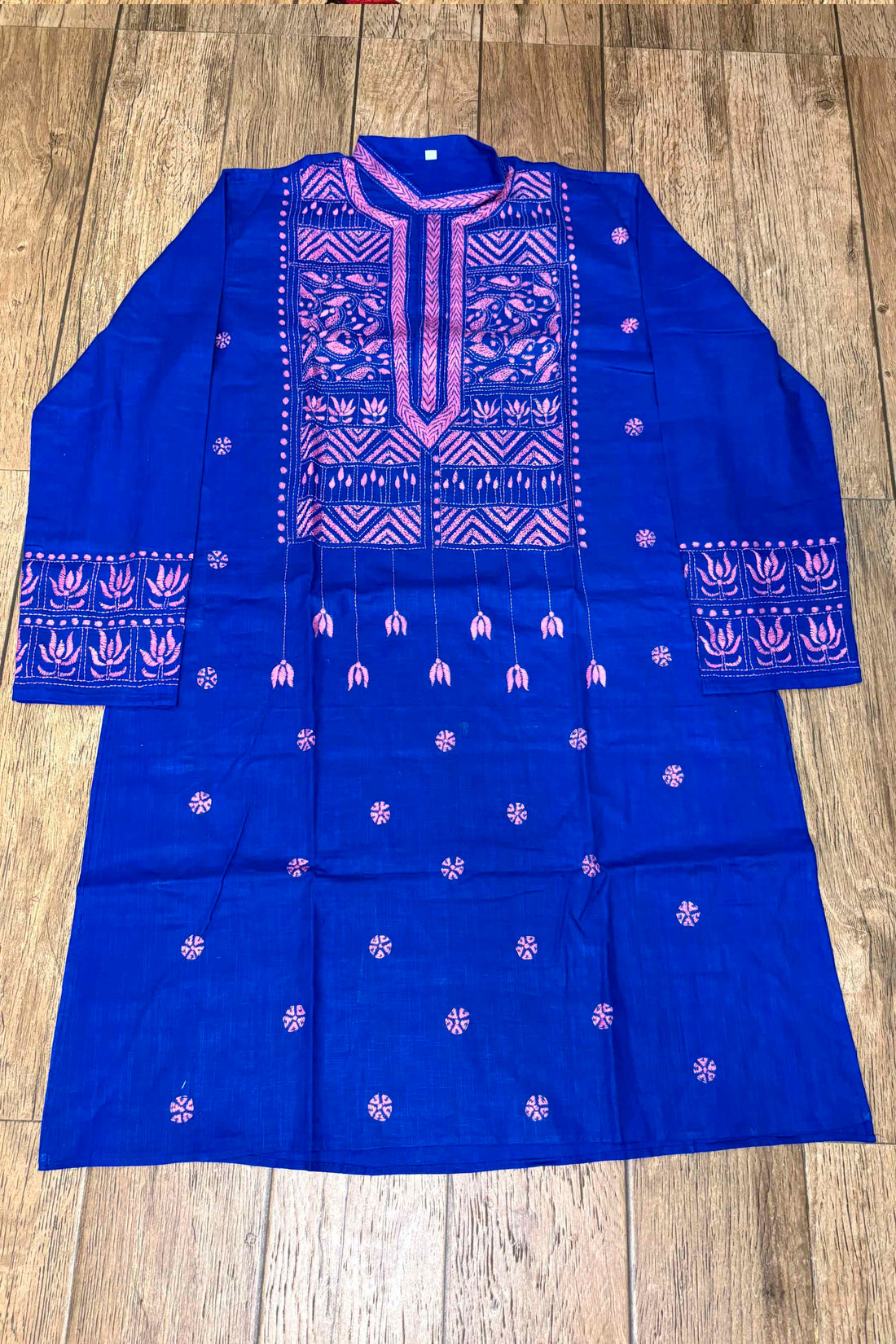Blue Pure Cotton with Kantha Work (Hand Embroidery) Panjabi