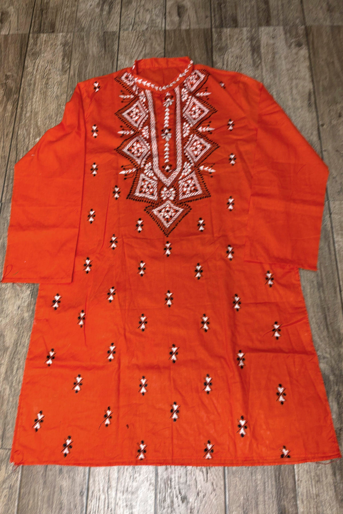 Red Pure Cotton with Kantha Work (Hand Embroidery) Panjabi