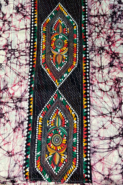 Crack Batik on Pure Cotton with Kantha Work (Hand Embroidery) Panjabi