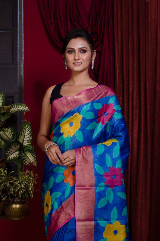Pure Zari Tussar Hand Painted Saree SN20228092