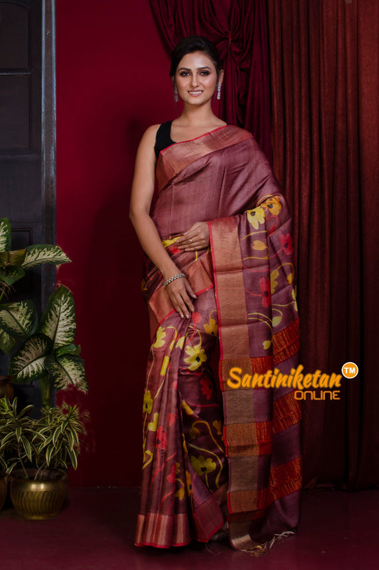 Pure Zari Tussar Hand Painted Saree SN20228098