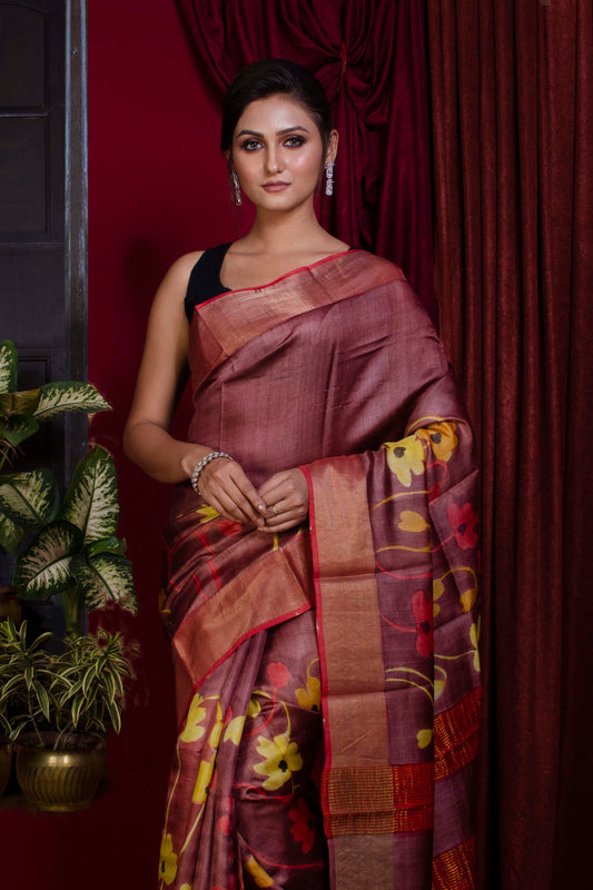Pure Zari Tussar Hand Painted Saree SN20228098
