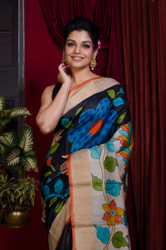 Pure Zari Tussar Hand Painted Saree SN20228244