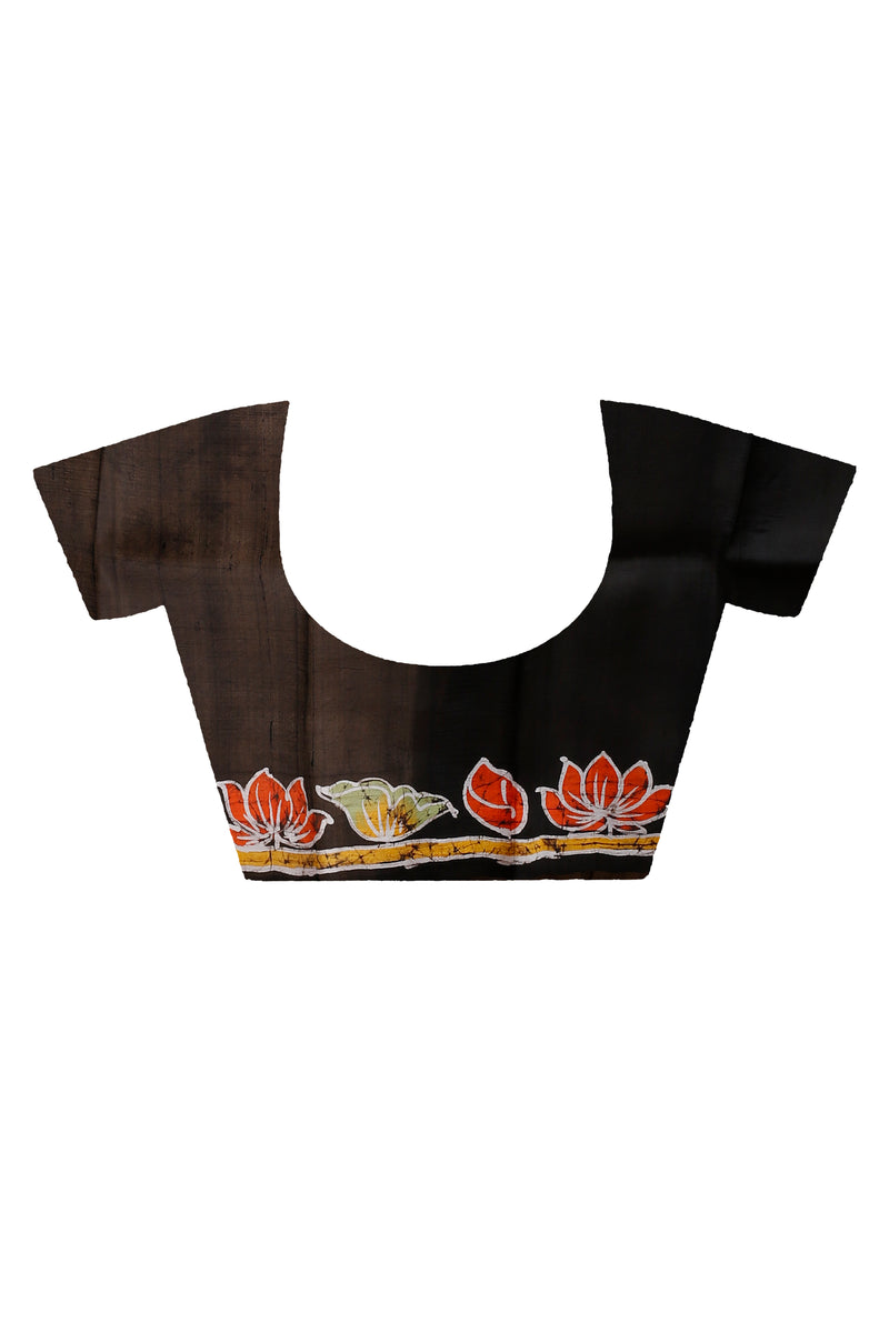 Hand Batik On Murshidabad Silk Saree SN202310776